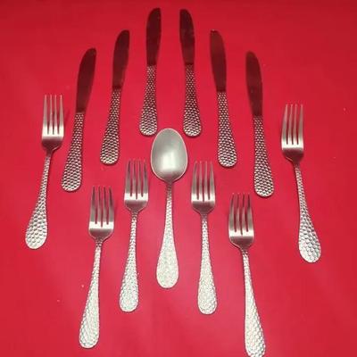 13-pc Set Textured Stainless Flatware from Japan 