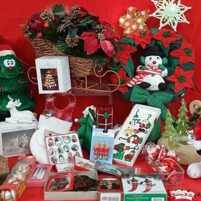 4 Christmas Bins w Large Variety Of Decorations 