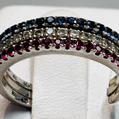14k White Gold Gemstone Eternity Band