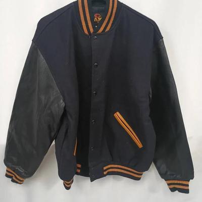 Vintage G.A.M.E. Sportswear Varsity Jacket (XL, Black Wool & Black Leather)