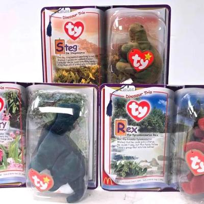 "Ty" Limited Edition Dinosaur Trio 'Rex,' 'Steg,' & 'Bronty'