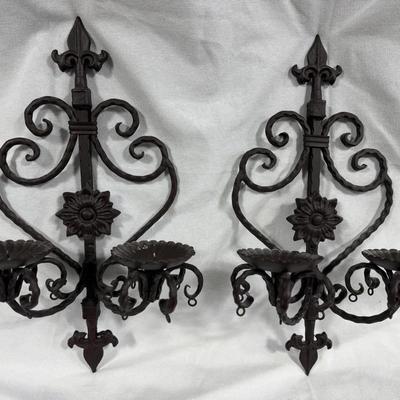 Vintage Cast Iron Sconce Candleholders 