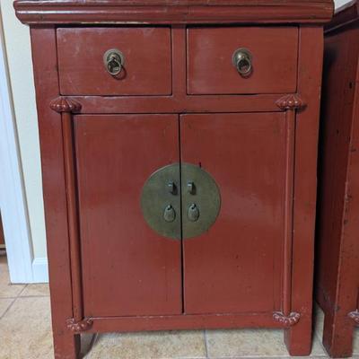 Sale Photo Thumbnail #24: Pair of red lacquered chests!