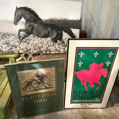 Equestrian Art Trio – Plantation Polo, Fleur de Lis Stakes Race & Black Horse Print