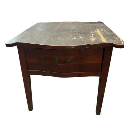 Vintage Wooden Side Table with Drawer