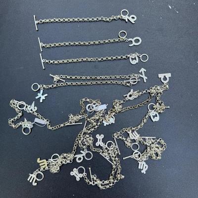 Estate Collection of Silver-Tone Zodiac Charm Bracelets