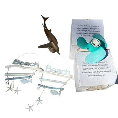 Coastal Beach Décor Lot – Wall Art, Dolphin, Propellers & Accessories