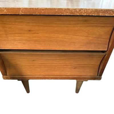 Mid-Century Modern Watkins 2-Drawer Walnut Nightstand