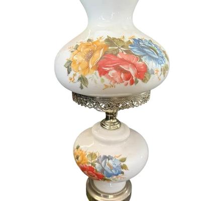 Vintage Floral Hurricane Table Lamp
