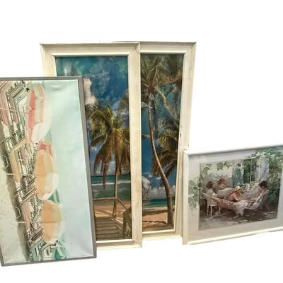 Set of 4 Framed Coastal & Tropical Prints