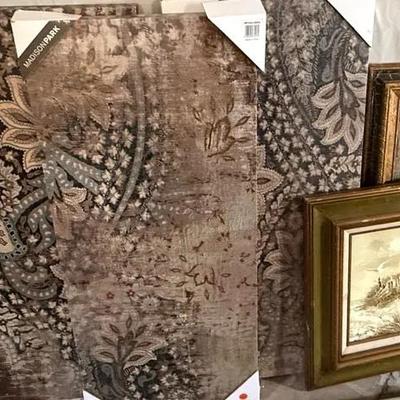 Mixed Wall Art Collection – Framed European Street Scene, Textured Panels & More