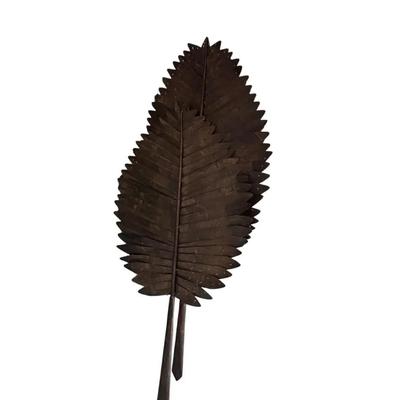 Large Hand-Carved metal Leaf Wall Art – Rustic Tropical Décor
