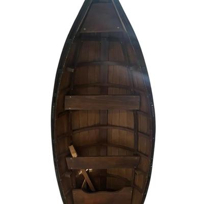 Wooden Canoe-Style Display Shelf