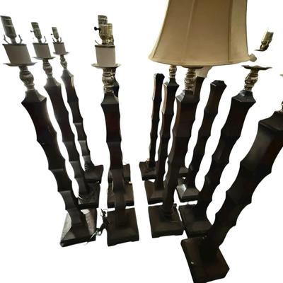 Set of Vintage Naples Hotel Wooden Lamp Bases – Mid-Century Modern Pairings (Lot of 13)