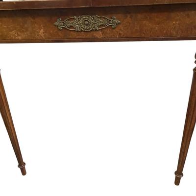 Vintage Demilune Console Table – Carved Legs & Ornate Brass Accents