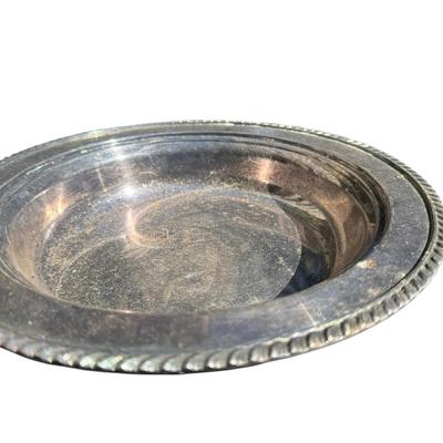 Vintage Silverplate Serving Bowl with Rope Edge Detail