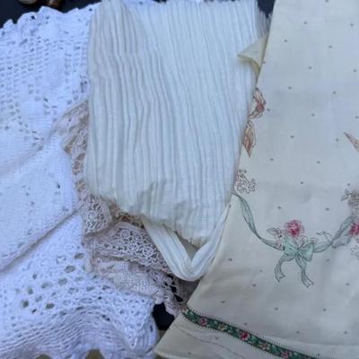 Estate Collection of Vintage Linens & Textiles – Lace, Crochet & Angel Print