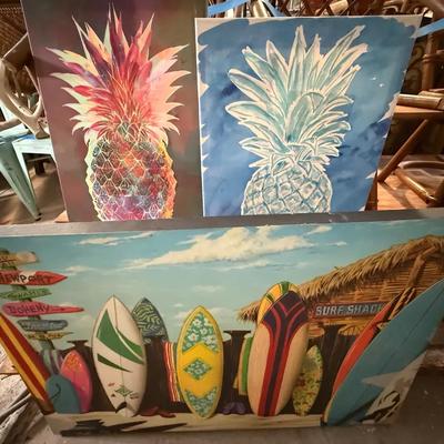 Tropical Wall Art Trio – Surf Shack & Pineapple Prints