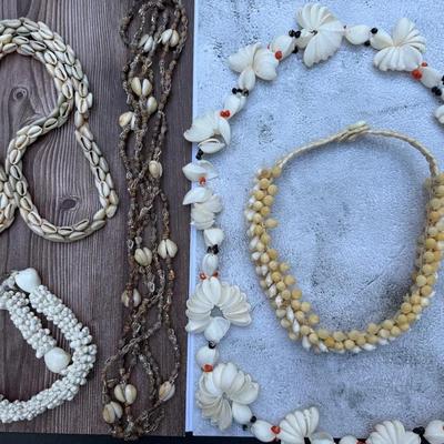 Estate Collection of Vintage Shell Jewelry – Hawaiian & Coastal Necklaces