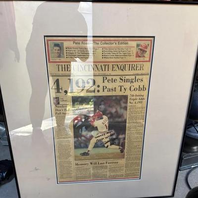 Framed Pete Rose “4,192 Hits” Cincinnati Enquirer Collector’s Edition – Signed