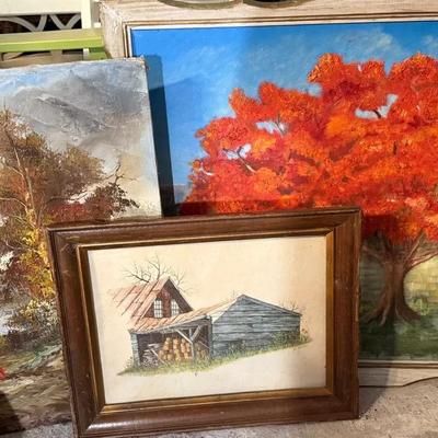 Lot of 3 Vintage Landscape Paintings – Signed Original Artwork