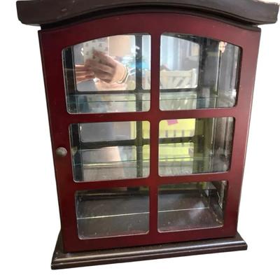 Mixed Home Décor Lot – Shadow Boxes, Curio Cabinet, Irish Blessing Art & Gold Pig Figurine 