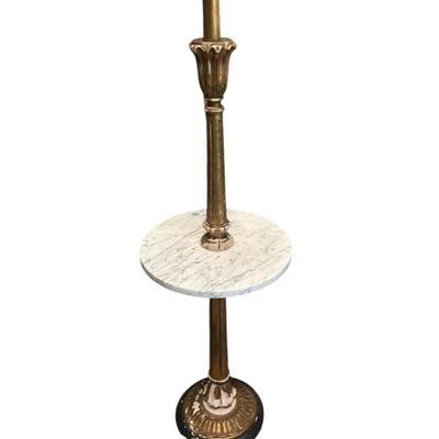 Vintage Marble-Top Smoking Stand Lamp