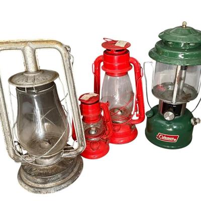 Vintage Lantern Lot – Coleman 220K & Red Winged Wheel Lanterns