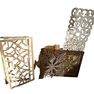 Antique Ornate Metal Architectural Panels – Intricate Scroll & Floral Design