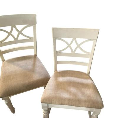 Dining Set – Pair of Cream Lattice Back Chairs & Matching Bench