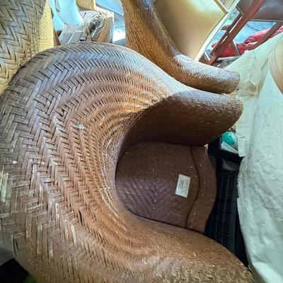 Pair of Kittle’s Curved Woven Rattan Barrel Chairs
