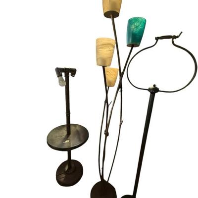 Set of Modern Iron Floor Lamps – Trio with Sculptural Design & Glass Shades