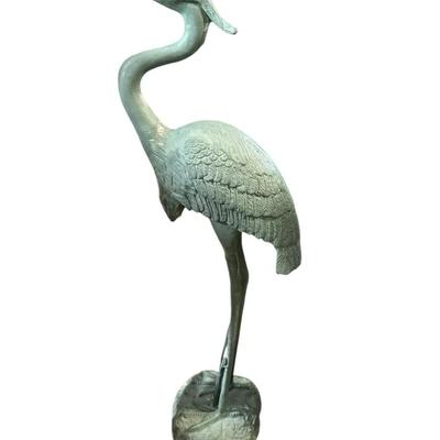 Large Vintage Cast Metal Heron Garden Statue