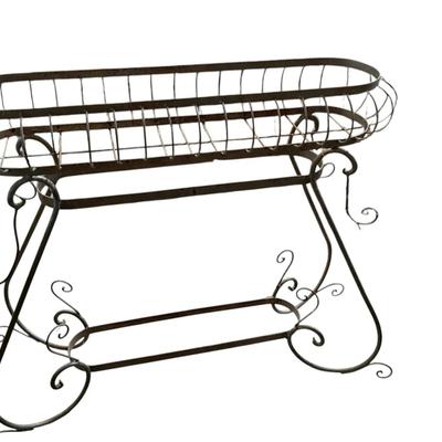Vintage Wrought Iron Scroll Planter Stand – French Garden Style