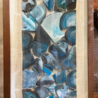 Framed Blue Agate Slice Wall Art