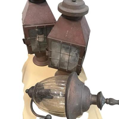 Set of Vintage Outdoor Wall Lanterns and Sconce Lights 