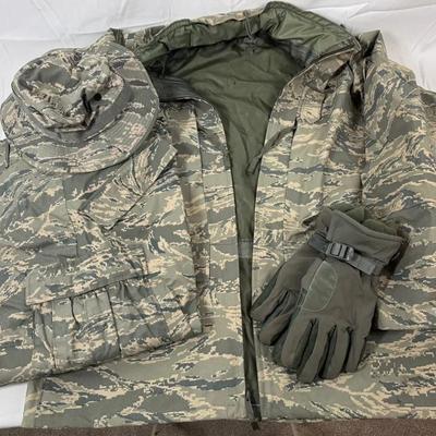 Tiger Stripe Parka, Trousers, Hat, Gloves 