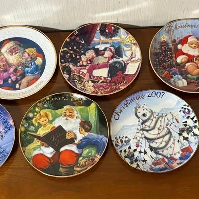 1997-2009 Vintage Porcelain Avon Christmas Plate Collection Trimmed in 22K Gold 