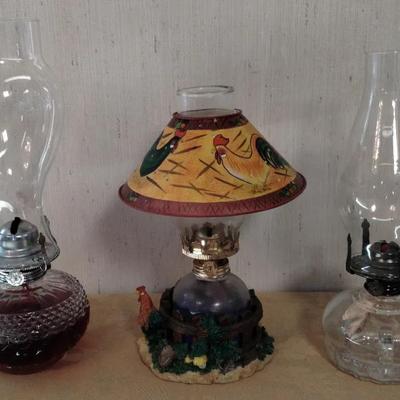 LOT 3 Vintage Glass Kerosene Oil Lamps