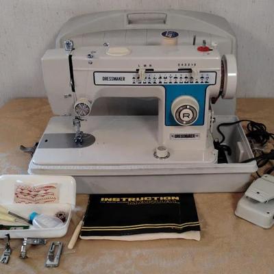 Singer Dressmaker Electric Sewing Machine With Case And Instruction Manual