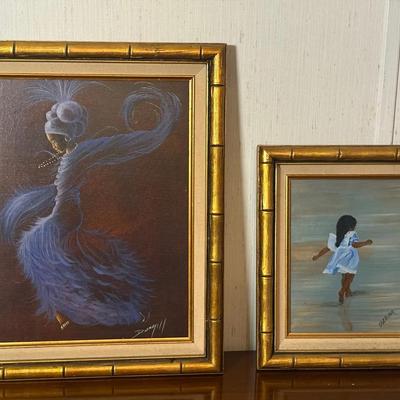 Pair of VTG Elaine Dungill & Pat Brown Framed Art