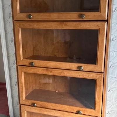 Oak Finish Four Tier Barrister Style Bookcase