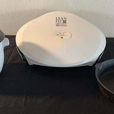 George Foreman Indoor Grill, Cast Iron Skillet, Aroma Rice Cooker