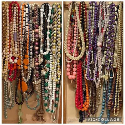 Large Assortment of Vintage Costume Jewelry Necklaces