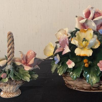 Vintage Italian Capodimonte Floral Baskets (2)