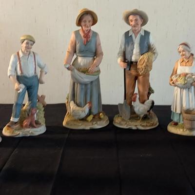 Vintage Homco Hand Painted Farmer Figurines- 8 Piece 