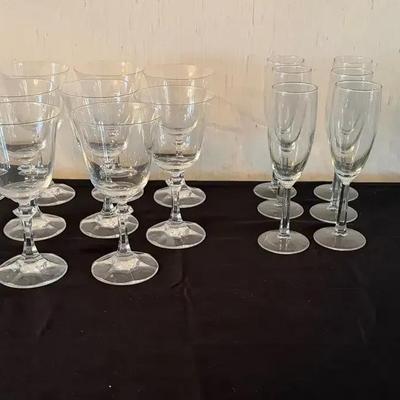 13 Royal Bavarian Crystal Wine Glasses, 6 Champagne Flutes, 4 Wine Goblets