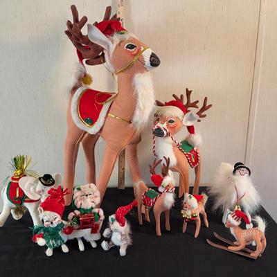 Vintage Annalee Christmas Reindeer, Elephant, Llama & Mice Lot of 10