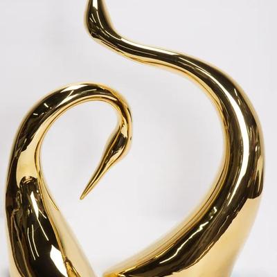 Vintage 1980s Jaru Gold Painted Pottery Bird Figurines 