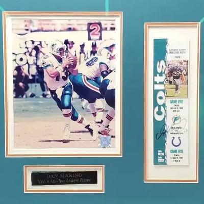 Dan Marino Autographed Game Ticket With COA - Framed 23x24”